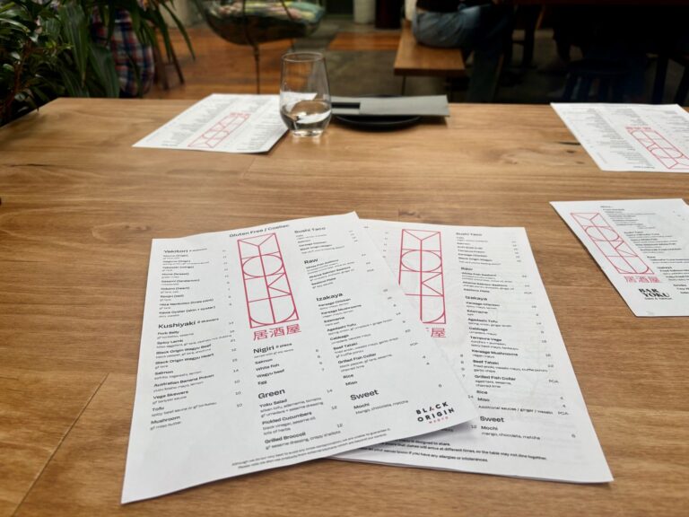 Two menus on a restaurant table, one for gluten free/celiac, for gluten free travel