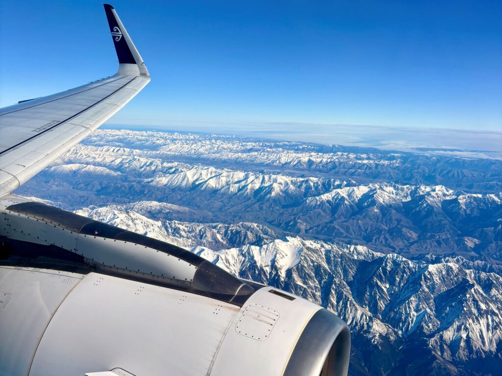 Looking out of plane window during long-haul travel