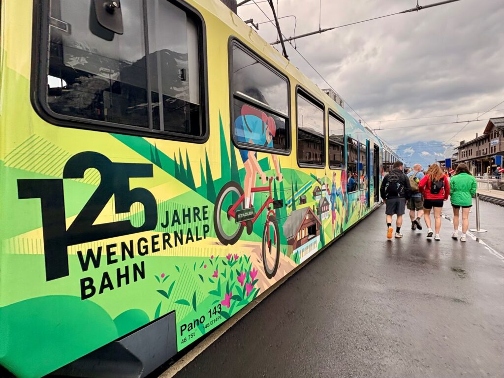 Group travelling together near public transport
