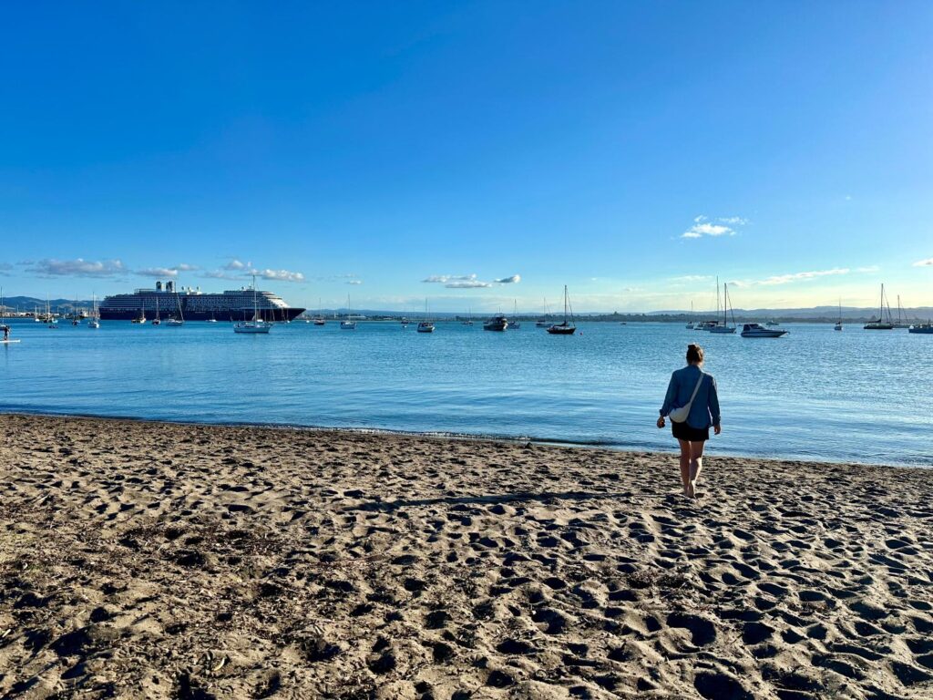 Calm walk on monring by beach 