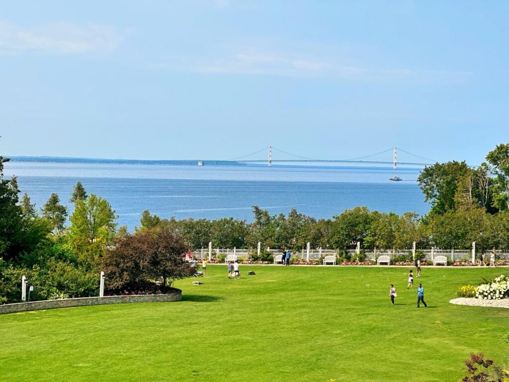 The Greens of Mackinac mini golf course on Mackinac Island, overlooking the Lake