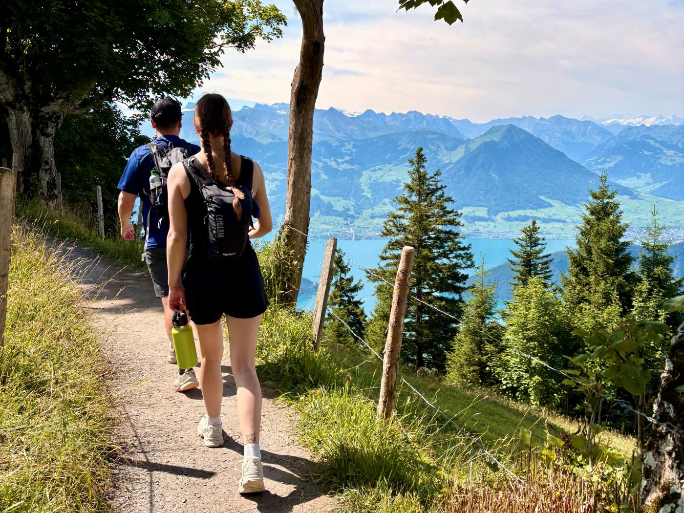 Woman and man hiking in Switerzerland