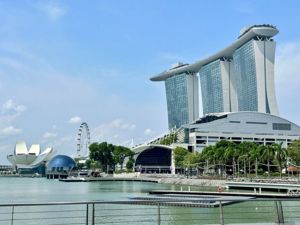 Singapore landscape looking towards Marina Bay Sands