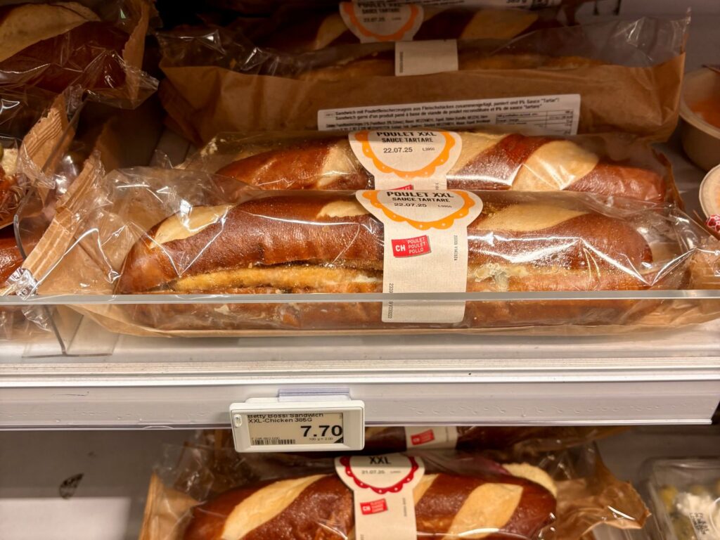 Sandwiches at a Coop supermarket in Switzerland attempting to lower travel costs