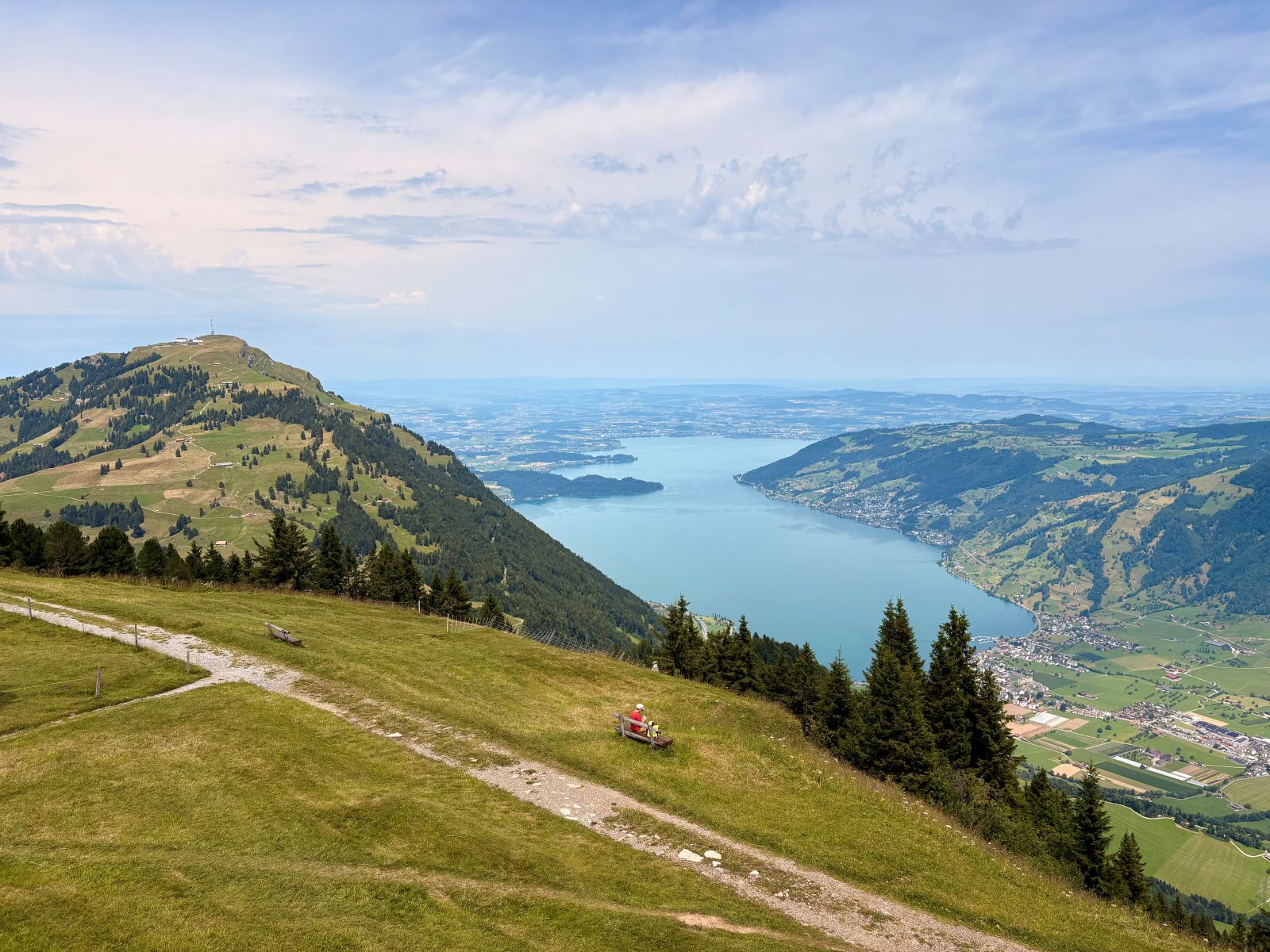 View of moutains, valley, and lake in Switzerland