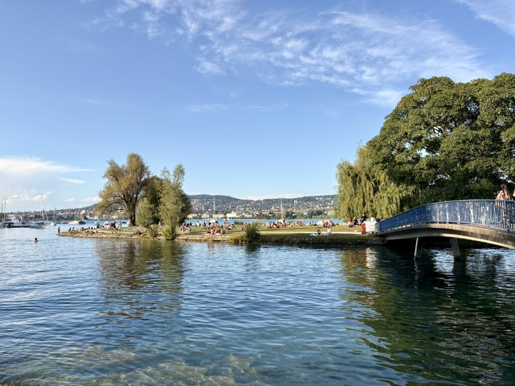 View over lake in Zurich, often a stop in a Switzerland travel guide