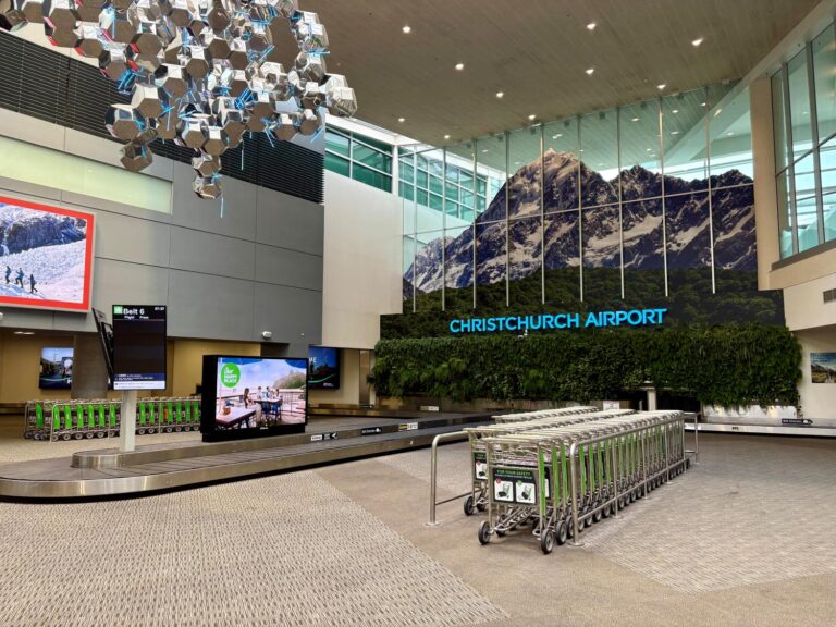 Christchurch Airport arrivals, empty with trolleys and conveyor belt