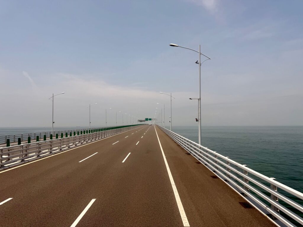 Golden Bus route crossing from Hong Kong to Macau on the Hong Kong-Zhuhai-Macao Bridge