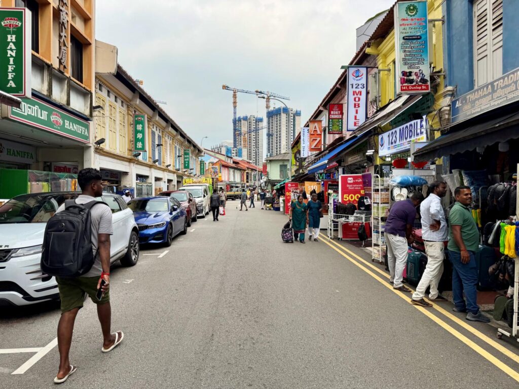Walking through Little India in Singapore