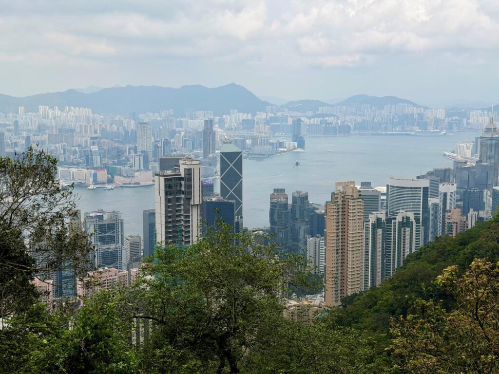 View of Hong Kong city after hiking to Victoria Peak
