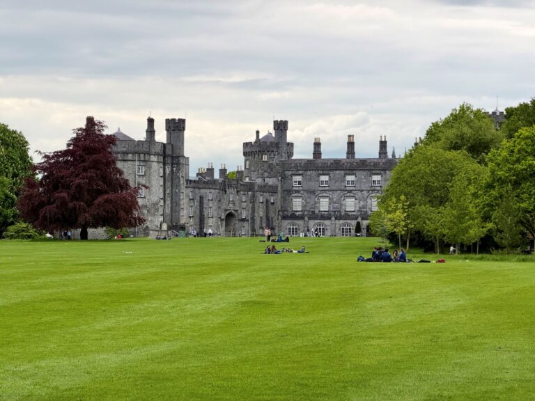 A green space in Ireland, grass in front of Kilkenny Castle
