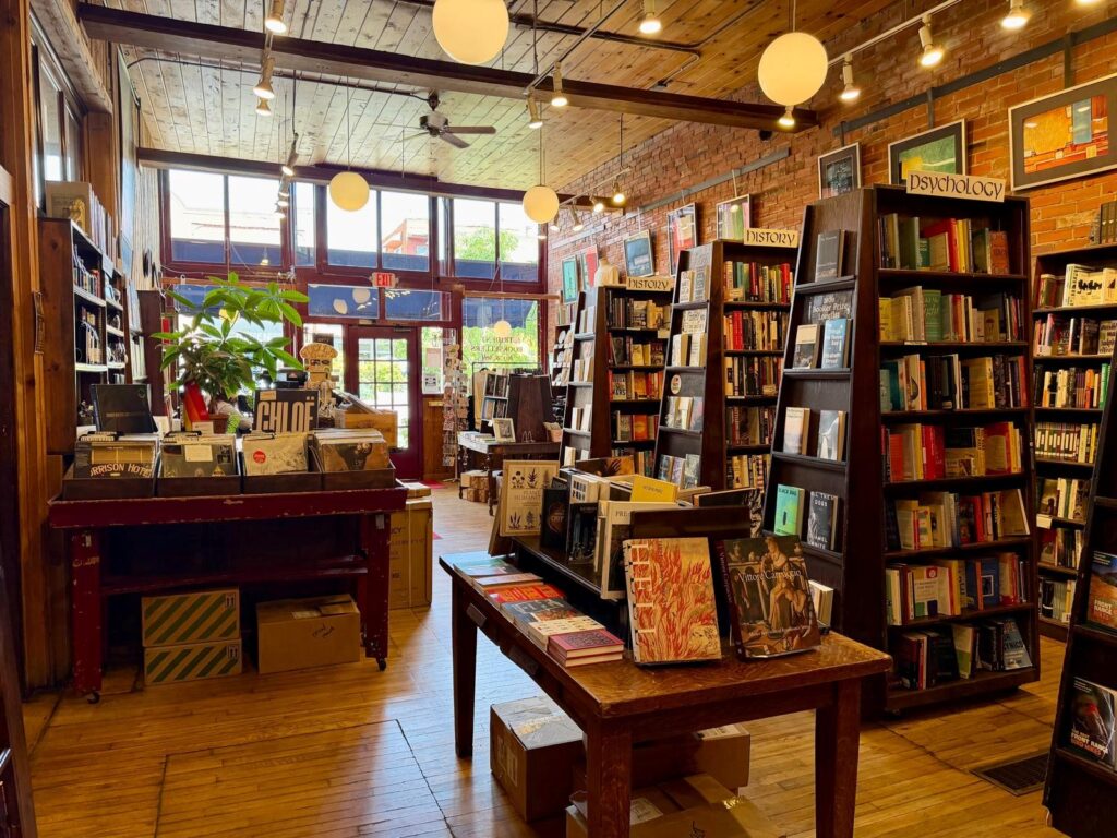 A book store in Boulder, Colorado with a charming interior